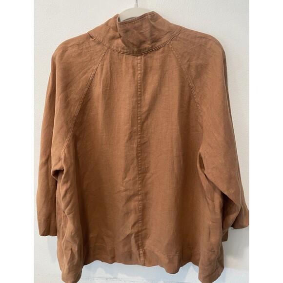 J Jill Womens Lagenlook Brown 100% Linen Pure Jill Elements Jacket blazer Sz L - Picture 8 of 8